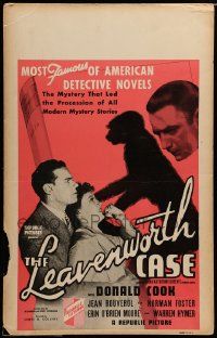 3y106 LEAVENWORTH CASE WC '36 most famous American detective novel, cool monkey shadow image!