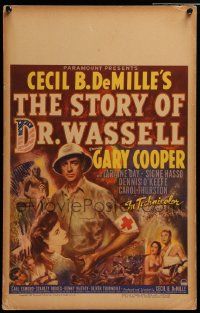 3y125 STORY OF DR. WASSELL WC '44 close up art of heroic soldier Gary Cooper, Cecil B. DeMille