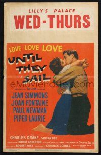 3y135 UNTIL THEY SAIL WC '57 great romantic close up of Paul Newman & sexy Jean Simmons!