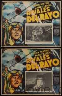 3y483 JET PILOT set of 8 Mexican LCs '57 great images of John Wayne & Janet Leigh, Howard Hughes