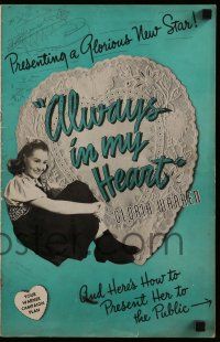 3y002 ALWAYS IN MY HEART pressbook '42 would-be star Gloria Warren featured over Francis & Huston!