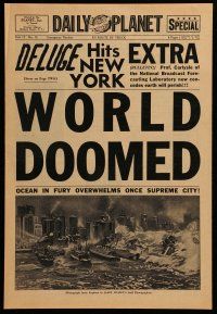 3y012 DELUGE pressbook '33 The Daily Planet newspaper headline says WORLD DOOMED!