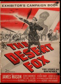 3y013 DESERT FOX pressbook '51 artwork of James Mason as Field Marshal Erwin Rommel in WWII!