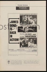 3y019 GOLDFINGER pressbook '62 many images of Sean Connery as James Bond, alternate 8-page version!