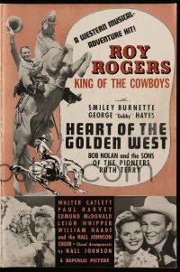 3y020 HEART OF THE GOLDEN WEST pressbook '42 Roy Rogers, Ruth Terry & Sons of the Pioneers!