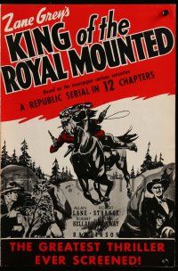3y025 KING OF THE ROYAL MOUNTED re-creation pressbook '70s Republic Canadian Mountie serial!