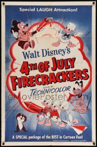 3z002 4TH OF JULY FIRECRACKERS 1sh '53 Mickey Mouse, Donald Duck & nephews, Pluto, Disney cartoon!