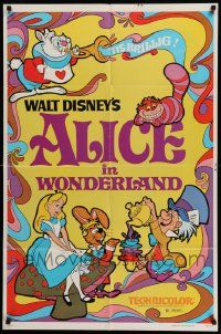 3z023 ALICE IN WONDERLAND 1sh R81 Walt Disney Lewis Carroll classic, cool psychedelic art