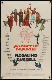 3z052 AUNTIE MAME 1sh '58 classic Rosalind Russell family comedy from play & novel!