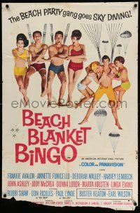 3z066 BEACH BLANKET BINGO 1sh '65 Frankie & Annette, different, Win Your Own Beach Bunny!