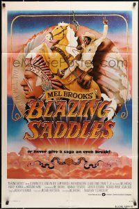 3z103 BLAZING SADDLES 1sh '74 Mel Brooks western, art of Cleavon Little by Alvin & Goldschmidt!