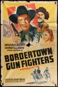 3z118 BORDERTOWN GUN FIGHTERS 1sh '43 Wild Bill Elliott, George 'Gabby' Hayes, Anne Jeffreys!