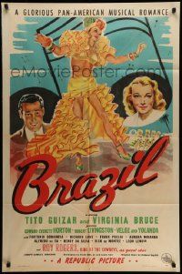 3z125 BRAZIL 1sh '44 Tito Guizar & Virginia Bruce in a glorious Pan-American musical romance!