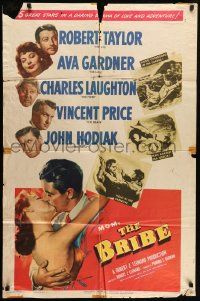 3z128 BRIBE 1sh '49 Robert Taylor, sexy young Ava Gardner, Charles Laughton, Vincent Price!