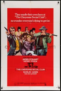 3z162 CHEYENNE SOCIAL CLUB 1sh '70 Jimmy Stewart, Henry Fonda w/guns & ladies of the night!