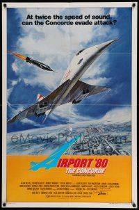 3z183 CONCORDE: AIRPORT '79 style B int'l 1sh '79 cool art of fastest airplane attacked by missile!