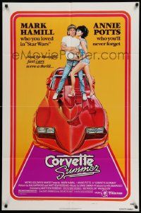 3z188 CORVETTE SUMMER style B 1sh '78 art of Mark Hamill & sexy Annie Potts on custom Corvette!