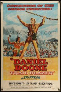 3z203 DANIEL BOONE TRAIL BLAZER 1sh '56 Sawyer art of Bruce Bennett, conqueror of the frontier!