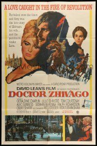 3z223 DOCTOR ZHIVAGO 1sh '65 Omar Sharif, Julie Christie, David Lean English epic, Terpning art!