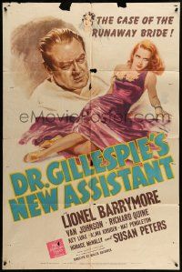 3z229 DR. GILLESPIE'S NEW ASSISTANT 1sh '42 Lionel Barrymore & sexy runaway bride Susan Peters!