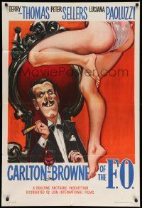 3z145 CARLTON-BROWNE OF THE F.O. English 1sh '59 Peter Sellers, wacky Terry-Thomas & naked legs!