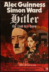 3z391 HITLER: THE LAST TEN DAYS English 1sh '73 Alec Guinness as Adolf, Kunstmann as Eva Braun!