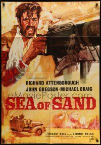 3z783 SEA OF SAND English 1sh '58 Richard Attenborough, Sea of Sand, soldier with huge gun!