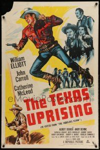 3z264 FABULOUS TEXAN 1sh R53 Wild Bill Elliott, John Carroll, western art, Texas Uprising!