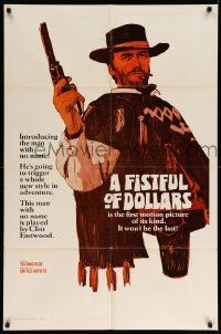3z001 FISTFUL OF DOLLARS style A teaser 1sh '67 introducing the man with no name, Clint Eastwood!