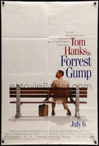 3z296 FORREST GUMP advance 1sh '94 Tom Hanks waiting for the bus, Robert Zemeckis!