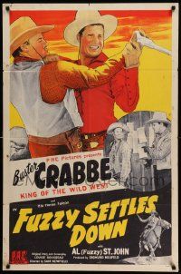 3z316 FUZZY SETTLES DOWN 1sh '44 King of the Wild West Buster Crabbe & his horse Falcon, St. John!