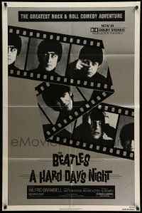 3z366 HARD DAY'S NIGHT 1sh R82 great image of The Beatles on film strip, rock & roll classic!