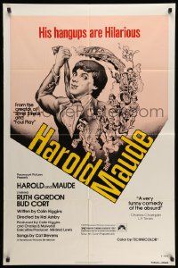 3z369 HAROLD & MAUDE 1sh R79 Ruth Gordon, Bud Cort is equipped to deal w/life!