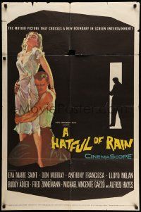 3z370 HATFUL OF RAIN 1sh '57 Fred Zinnemann early drug classic, cool artwork!