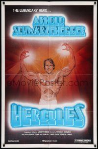 3z382 HERCULES IN NEW YORK 1sh R83 great art of barechested Arnold Schwarzenegger in 1st movie!