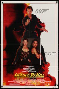 3z484 LICENCE TO KILL 1sh '89 Timothy Dalton as James Bond, sexy Carey Lowell & Talisa Soto!