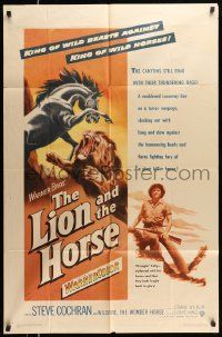 3z491 LION & THE HORSE 1sh '52 images of Steve Cochran & Wildfire in the title role!