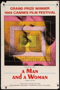 3z529 MAN & A WOMAN style A 1sh '66 Claude Lelouch's Un homme et une femme, Aimee, Trintignant!