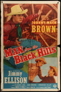 3z535 MAN FROM THE BLACK HILLS 1sh '52 Johnny Mack Brown & Jimmy Ellison in western action!