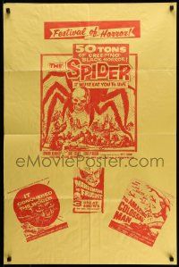 3z543 MARATHON OF FRIGHT 1sh '60s The Spider, The Amazing Colossal Man, & It Conquered the World!