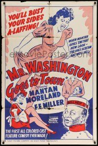 3z577 MR WASHINGTON GOES TO TOWN 1sh R40s Mantan Moreland, Beaudine, Toddy all-black comedy, rare!