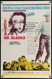 3z622 NORTH TO ALASKA Spanish/U.S. export 1sh '60 John Wayne & sexy Capucine in an adventure in the Yukon!