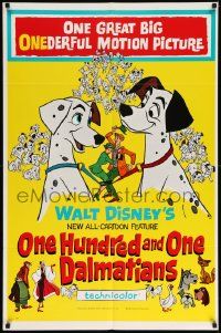 3z642 ONE HUNDRED & ONE DALMATIANS 1sh '61 most classic Walt Disney canine family cartoon!