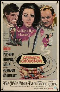 3z645 OPERATION CROSSBOW int'l 1sh '65 sexy Sophia Loren & George Peppard on a top secret mission!