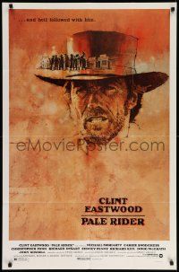 3z659 PALE RIDER 1sh '85 alternate C. Michael Dudash art of Clint Eastwood with people on his hat!