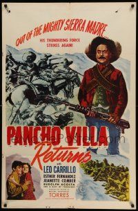 3z661 PANCHO VILLA RETURNS 1sh '50 Leo Carrillo as The Robin Hood of Mexico!
