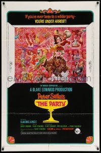 3z671 PARTY style B 1sh '68 Peter Sellers, Blake Edwards, great art by Jack Davis!