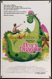 3z684 PETE'S DRAGON 1sh R84 Walt Disney, Helen Reddy, colorful art of Pete & Elliott!