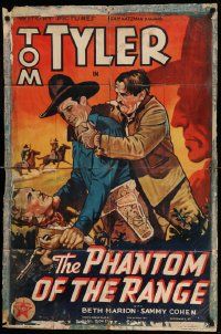 3z686 PHANTOM OF THE RANGE 1sh '36 Tom Tyler fighting one guy & getting put in chokehold by other