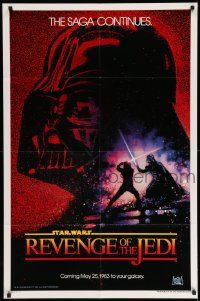 3z737 RETURN OF THE JEDI dated teaser 1sh '83 George Lucas' Revenge of the Jedi, Drew art!
